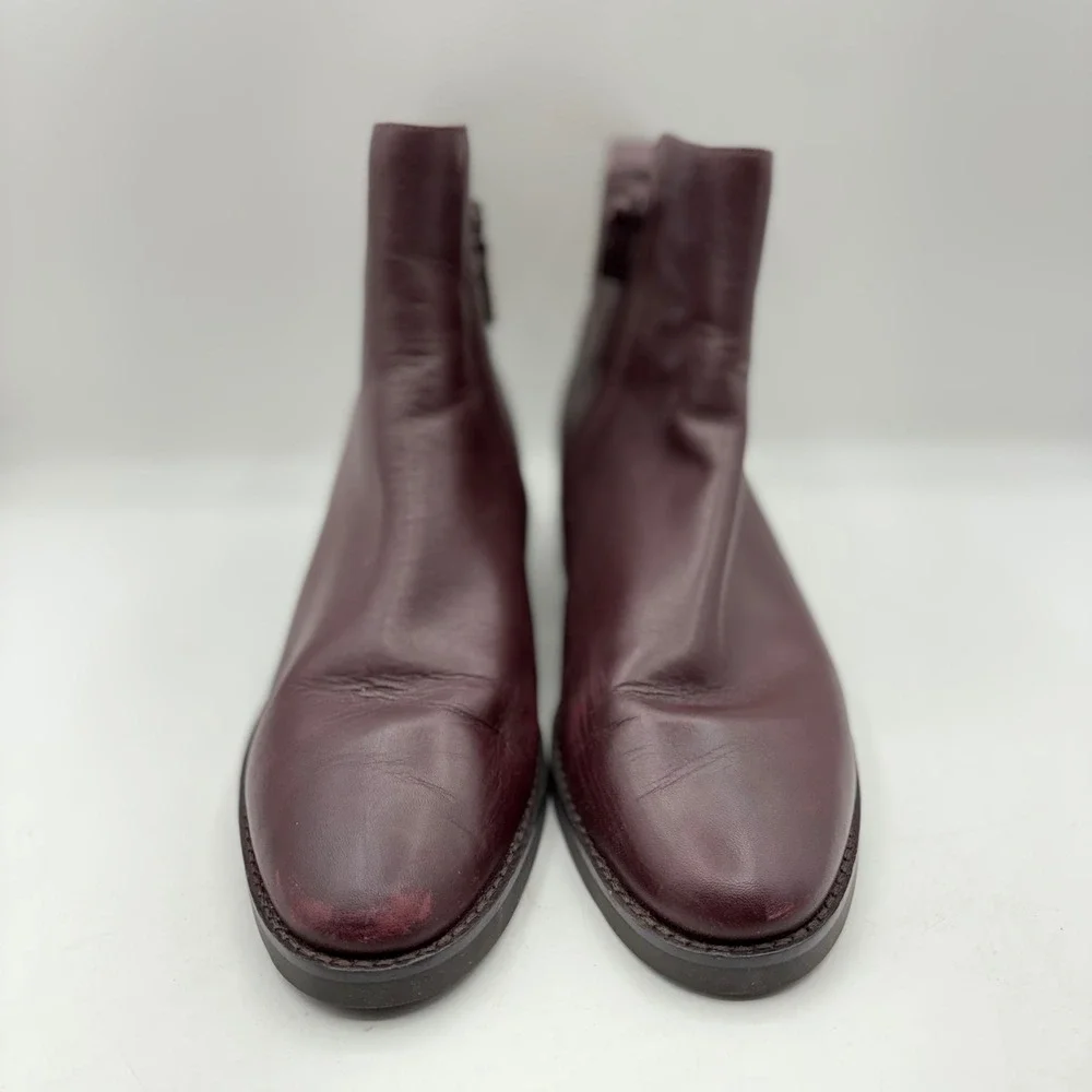 Cole‎ Haan River Chelsea Bootie Ankle Boots Burgundy Leather Side Zip Women 11
